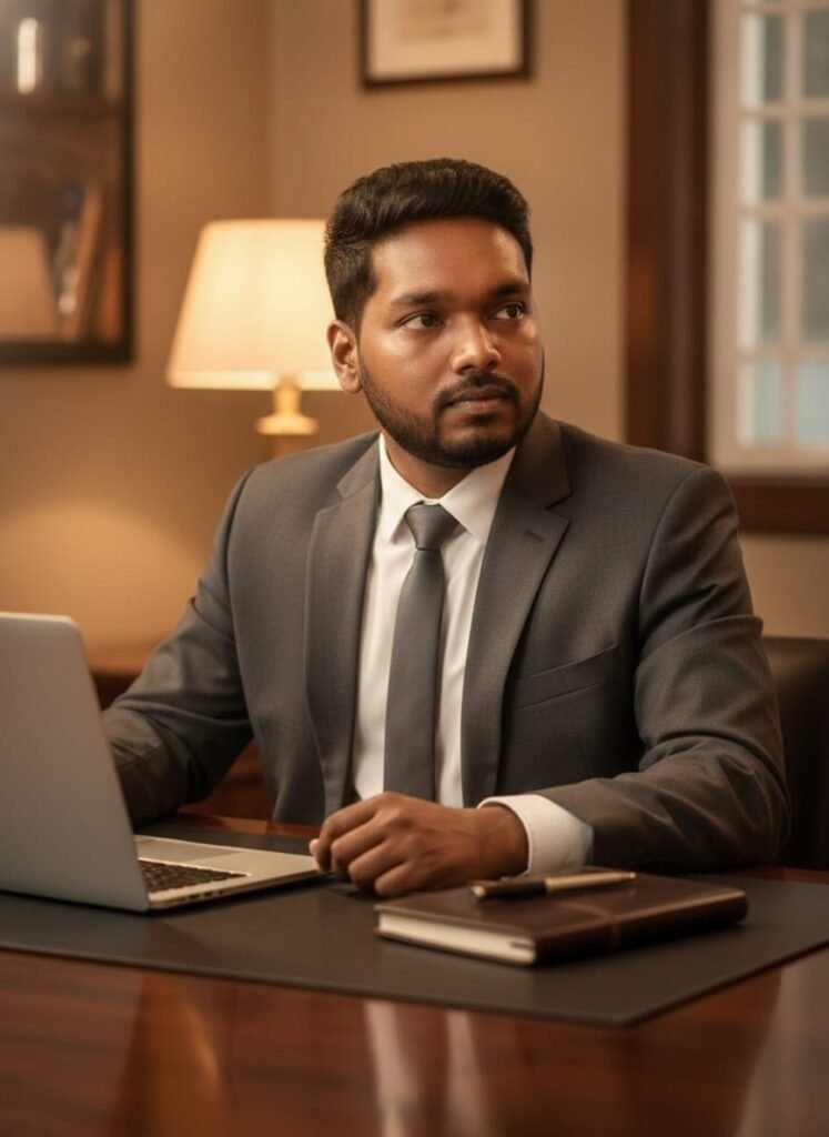 A young man with glasses and long hair tied back in a bun, intensely focused while aiming a pool cue at a white cue ball on a blue billiard table in a dimly lit room with green overhead lamps.